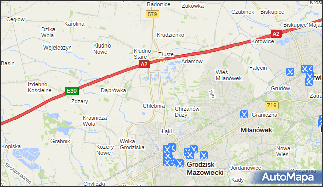 mapa Natolin gmina Grodzisk Mazowiecki, Natolin gmina Grodzisk Mazowiecki na mapie Targeo