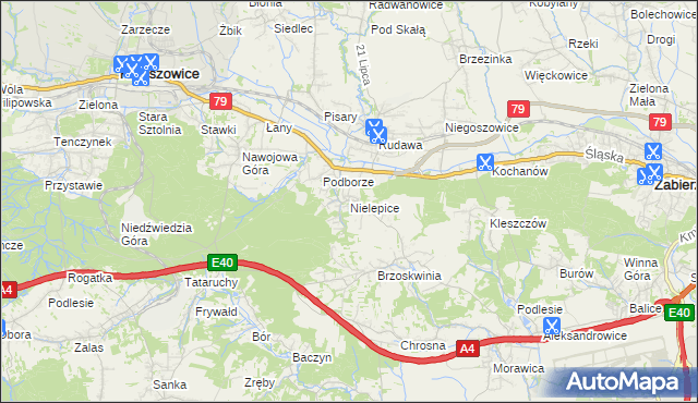 mapa Nielepice, Nielepice na mapie Targeo