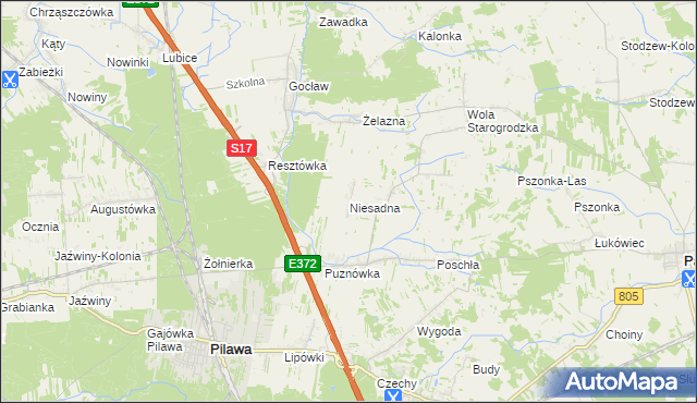 mapa Niesadna, Niesadna na mapie Targeo