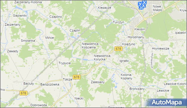 mapa Niewodnica Korycka, Niewodnica Korycka na mapie Targeo