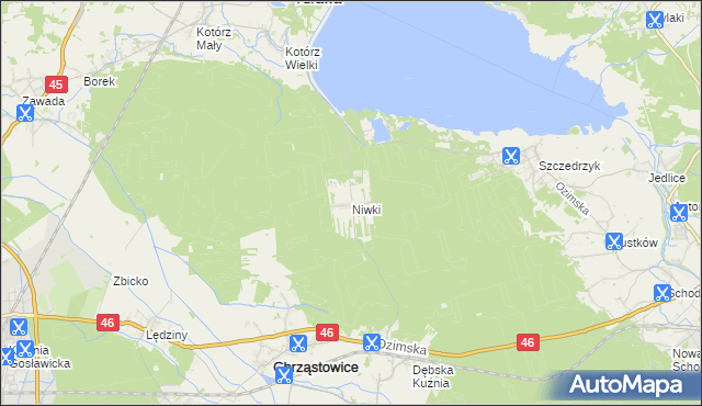 mapa Niwki gmina Chrząstowice, Niwki gmina Chrząstowice na mapie Targeo