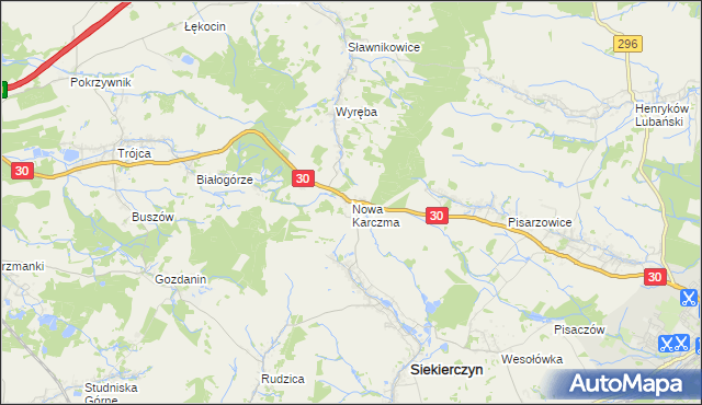 mapa Nowa Karczma gmina Siekierczyn, Nowa Karczma gmina Siekierczyn na mapie Targeo