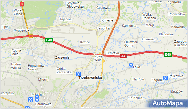 mapa Nowa Wieś gmina Trzebownisko, Nowa Wieś gmina Trzebownisko na mapie Targeo