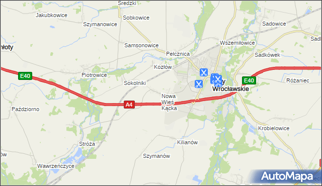 mapa Nowa Wieś Kącka, Nowa Wieś Kącka na mapie Targeo