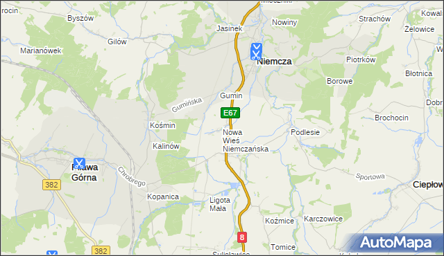 mapa Nowa Wieś Niemczańska, Nowa Wieś Niemczańska na mapie Targeo
