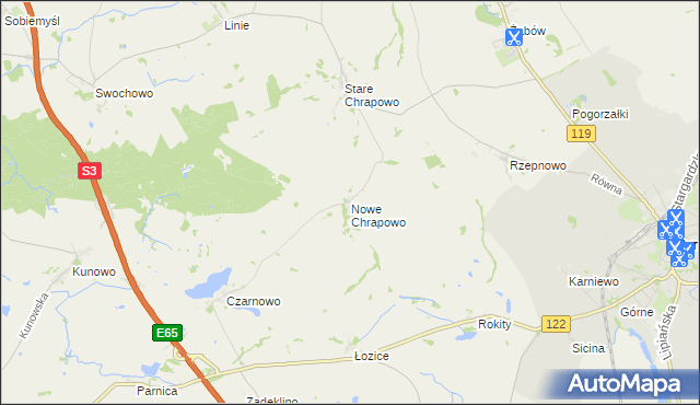 mapa Nowe Chrapowo, Nowe Chrapowo na mapie Targeo