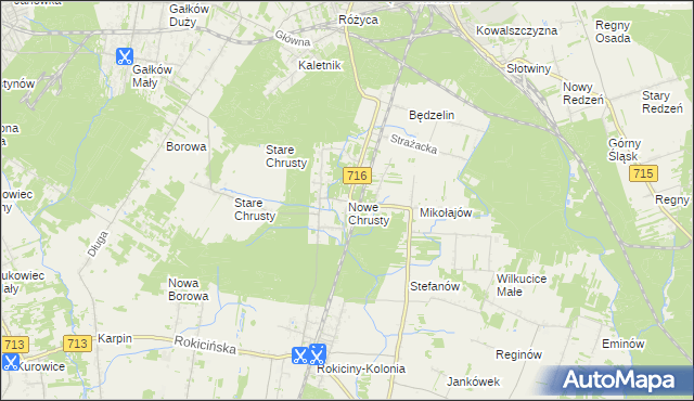 mapa Nowe Chrusty, Nowe Chrusty na mapie Targeo