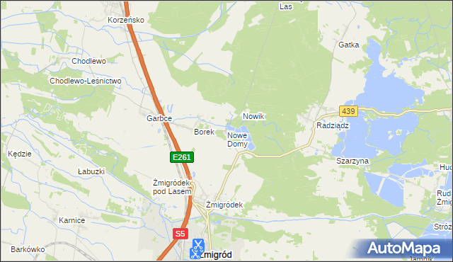 mapa Nowe Domy gmina Żmigród, Nowe Domy gmina Żmigród na mapie Targeo