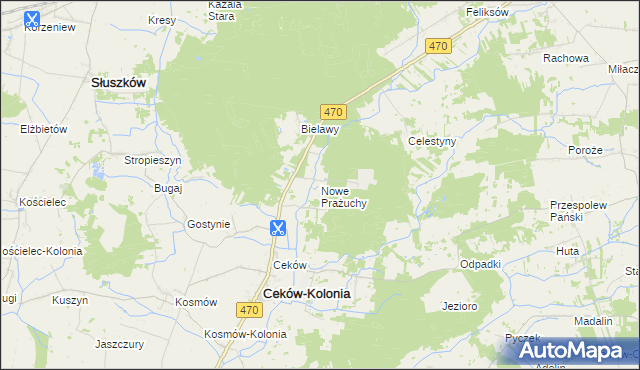 mapa Nowe Prażuchy, Nowe Prażuchy na mapie Targeo