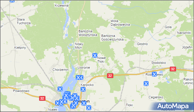 mapa Nowe Tłoki, Nowe Tłoki na mapie Targeo