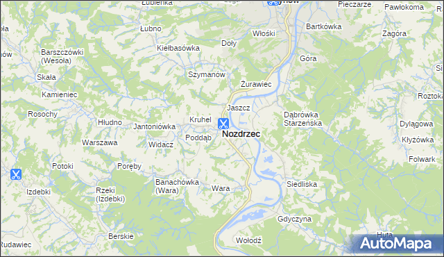 mapa Nozdrzec, Nozdrzec na mapie Targeo
