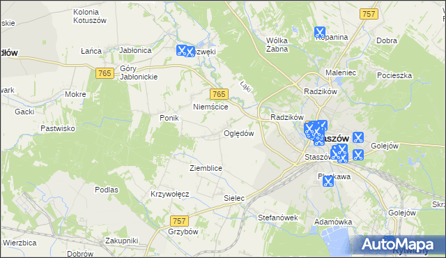 mapa Oględów, Oględów na mapie Targeo