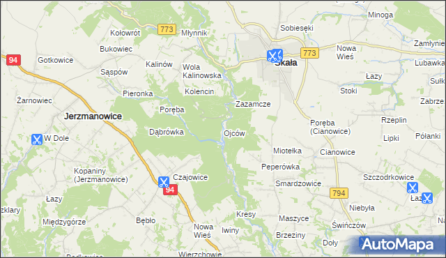 mapa Ojców, Ojców na mapie Targeo