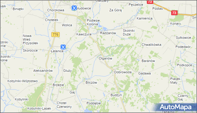 mapa Olganów, Olganów na mapie Targeo