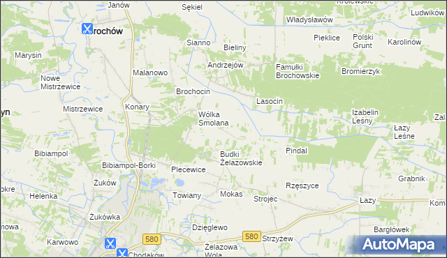mapa Olszowiec gmina Brochów, Olszowiec gmina Brochów na mapie Targeo