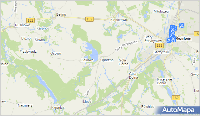 mapa Oparzno, Oparzno na mapie Targeo