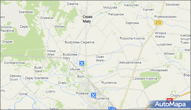 mapa Osiek Wielki gmina Osiek Mały, Osiek Wielki gmina Osiek Mały na mapie Targeo