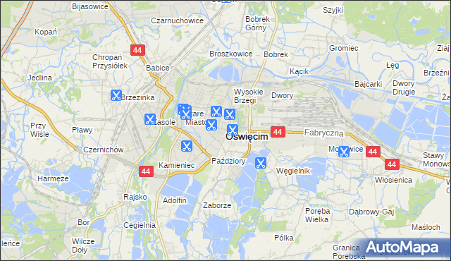 mapa Oświęcimia, Oświęcim na mapie Targeo
