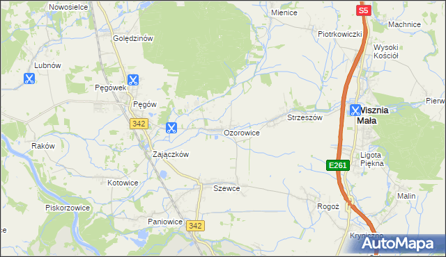 mapa Ozorowice, Ozorowice na mapie Targeo