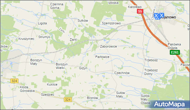 mapa Parłowice, Parłowice na mapie Targeo