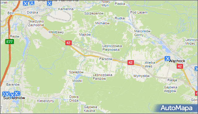 mapa Parszów, Parszów na mapie Targeo