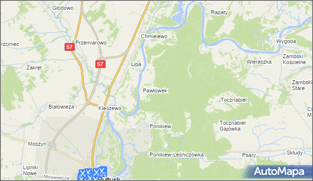 mapa Pawłówek-Gajówka, Pawłówek-Gajówka na mapie Targeo