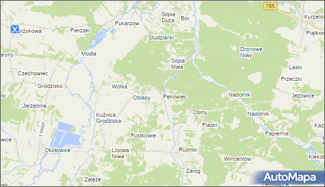 mapa Pękowiec, Pękowiec na mapie Targeo