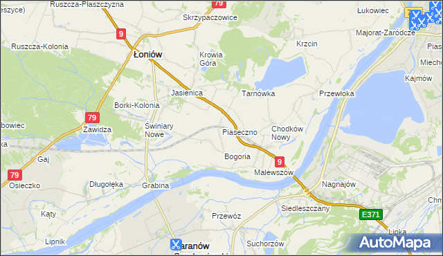 mapa Piaseczno gmina Łoniów, Piaseczno gmina Łoniów na mapie Targeo