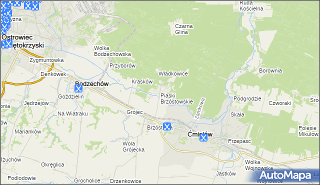 mapa Piaski Brzóstowskie, Piaski Brzóstowskie na mapie Targeo