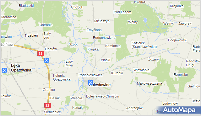 mapa Piaski gmina Bolesławiec, Piaski gmina Bolesławiec na mapie Targeo