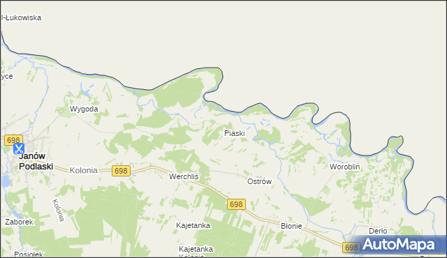 mapa Piaski gmina Janów Podlaski, Piaski gmina Janów Podlaski na mapie Targeo