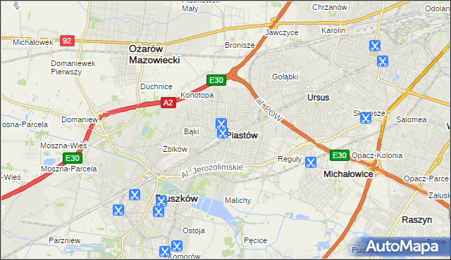 mapa Piastów powiat pruszkowski, Piastów powiat pruszkowski na mapie Targeo