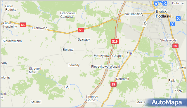 mapa Pietrzykowo-Gołąbki, Pietrzykowo-Gołąbki na mapie Targeo