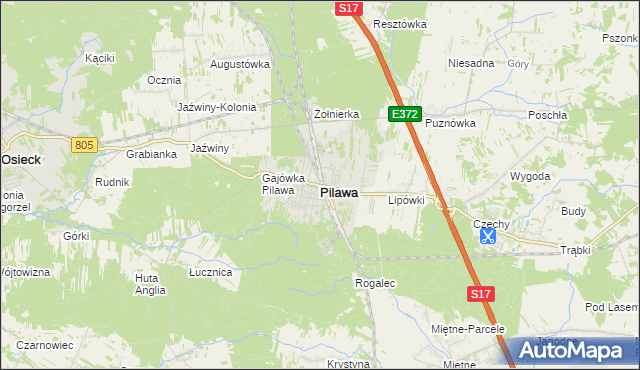 mapa Pilawa powiat garwoliński, Pilawa powiat garwoliński na mapie Targeo