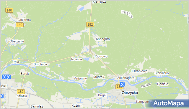 mapa Piotrowo gmina Obrzycko, Piotrowo gmina Obrzycko na mapie Targeo