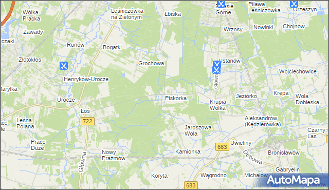 mapa Piskórka, Piskórka na mapie Targeo