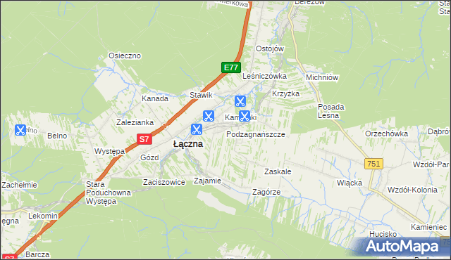 mapa Podzagnańszcze, Podzagnańszcze na mapie Targeo