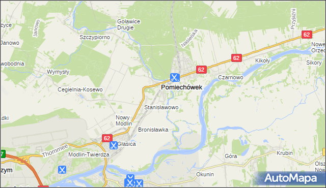 mapa Pomiechowo, Pomiechowo na mapie Targeo