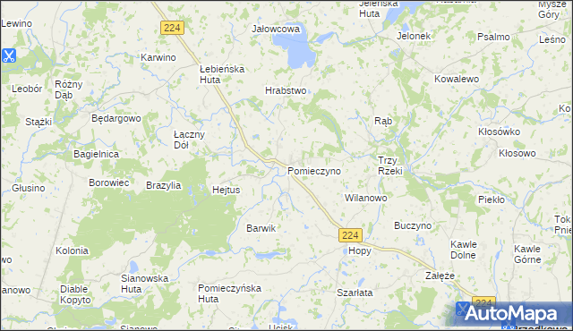 mapa Pomieczyno, Pomieczyno na mapie Targeo