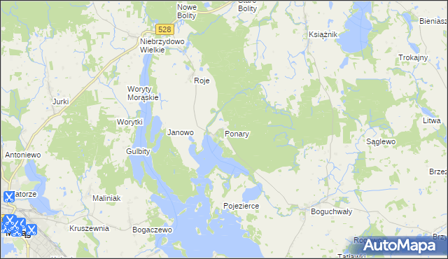 mapa Ponary, Ponary na mapie Targeo