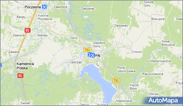 mapa Poraj powiat myszkowski, Poraj powiat myszkowski na mapie Targeo