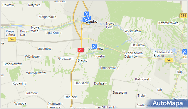 mapa Poręba gmina Lipsko, Poręba gmina Lipsko na mapie Targeo