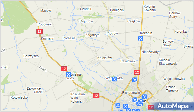 mapa Pruszków gmina Blizanów, Pruszków gmina Blizanów na mapie Targeo