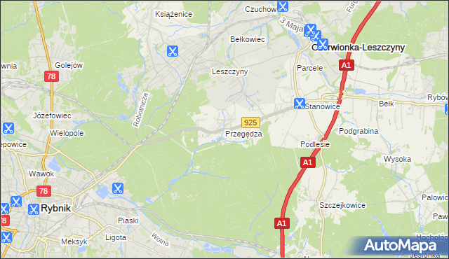 mapa Przegędza, Przegędza na mapie Targeo