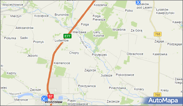 mapa Przyłęczek, Przyłęczek na mapie Targeo