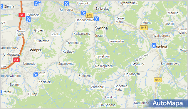 mapa Przyłęków, Przyłęków na mapie Targeo