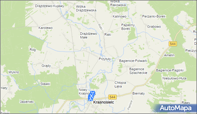 mapa Przytuły gmina Krasnosielc, Przytuły gmina Krasnosielc na mapie Targeo