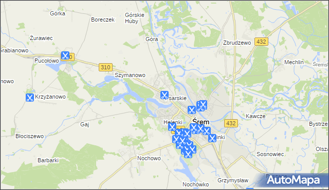 mapa Psarskie gmina Śrem, Psarskie gmina Śrem na mapie Targeo