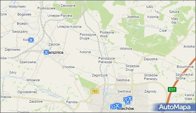 mapa Pstroszyce Pierwsze, Pstroszyce Pierwsze na mapie Targeo