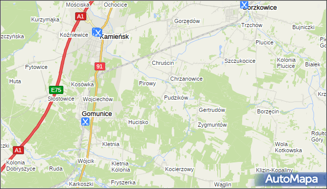 mapa Pudzików, Pudzików na mapie Targeo